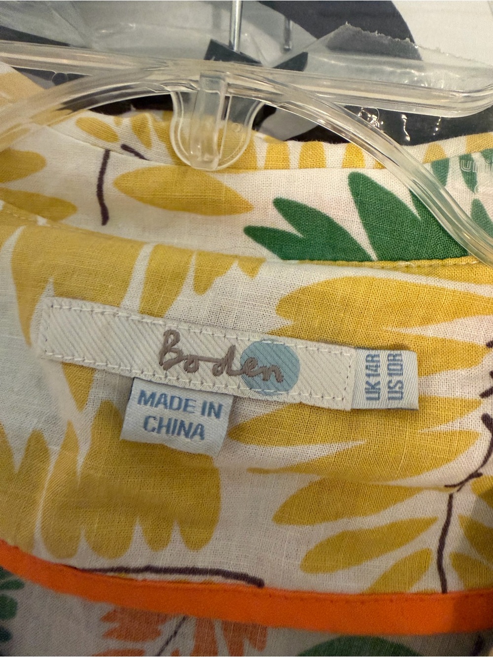 Boden Leaf-Print Button Midi Dress in Green, Orange & Yellow - Picture 2 of 2